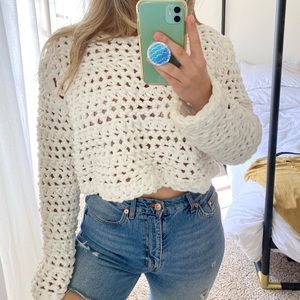 Zara Open Chunky Knit Cropped Sweater